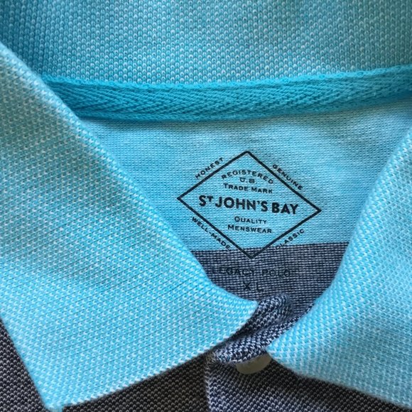 St. John's Bay Men's 2-Button Cotton Polo Shirt Short Sleeve Striped Size XL - Picture 8 of 11